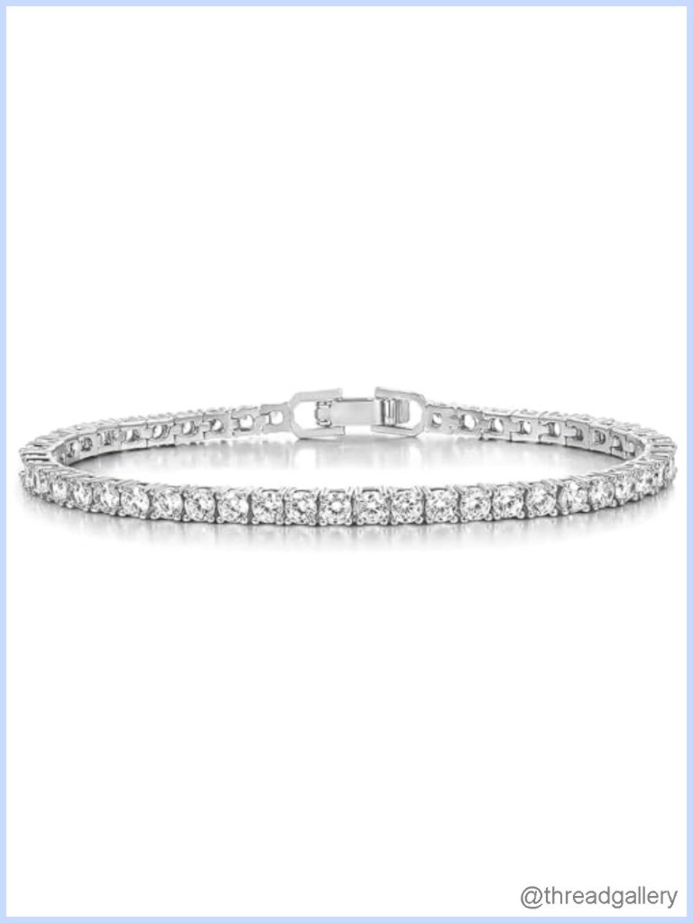 4mm Cubic Zirconia Tennis Bracelet 18K White Gold Plated Fold Over Clasp